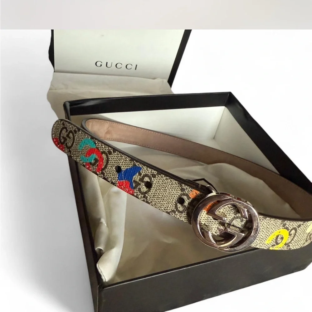 Children’s Gucci Beige Multicolor GG Logo Belt